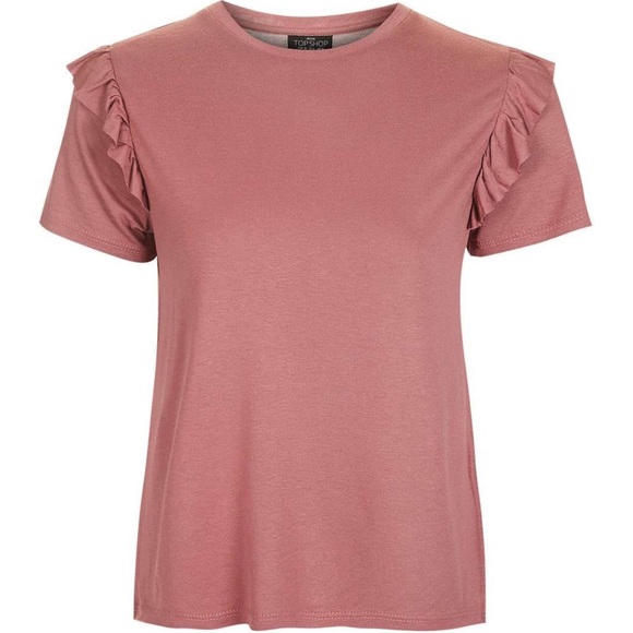 Topshop Tops - Topshop Frill Sleeve Pink Tee l Size 4